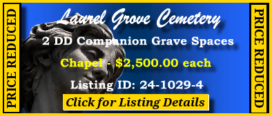 2 DD Companion Grave Spaces $2500ea! Laurel Grove Cemetery Totowa, NJ Chapel #cemeteryexchange 24-1029-4