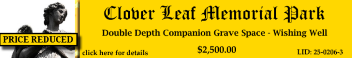 DD Companion Grave Space $2500! CloverLeaf Memorial Park Woodbridge, NJ Wishing Well #cemeteryexchange 25-0206-3