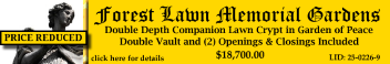 DD Companion Lawn Crypt $8700! Forest Lawn Memorial Gardens College Park, GA Peace #cemeteryexchange 25-0226-9