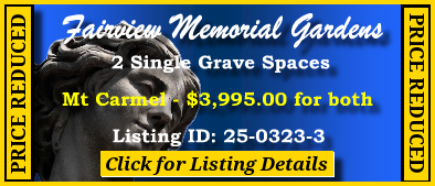 2 Single Grave Spaces $3995! Fairview Memorial Gardens Stockbridge,GA Mt Carmel #cemeteryexchange 25-0323-3
