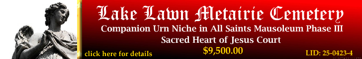 Companion Urn Niche $9500! Lake Lawn Metairie Cemetery New Orleans, LA Jesus Court #cemeteryexchange 25-0423-4