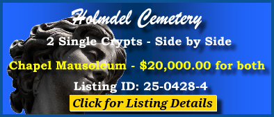 2 Single Crypts $20K! Holmdel Cemetery Holmdel, NJ Chapel Mausoleum #cemeteryexchange 25-0428-4