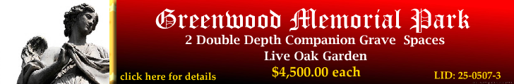2 DD Companion Grave Spaces $4500ea! Greenwood Memorial Park Fort Worth, TX Live Oak #cemeteryexchange 25-0507-3
