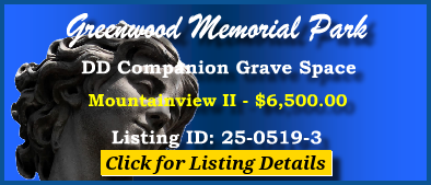 DD Companion Grave Space $6500! Greenwood Memorial Park Renton, WA Mountainview II #cemeteryexchange 25-0519-3
